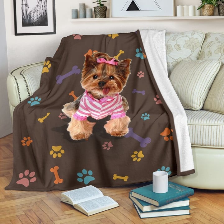 Yorkshire terrier brown Fleece Blanket - Quilt Blanket and color decor