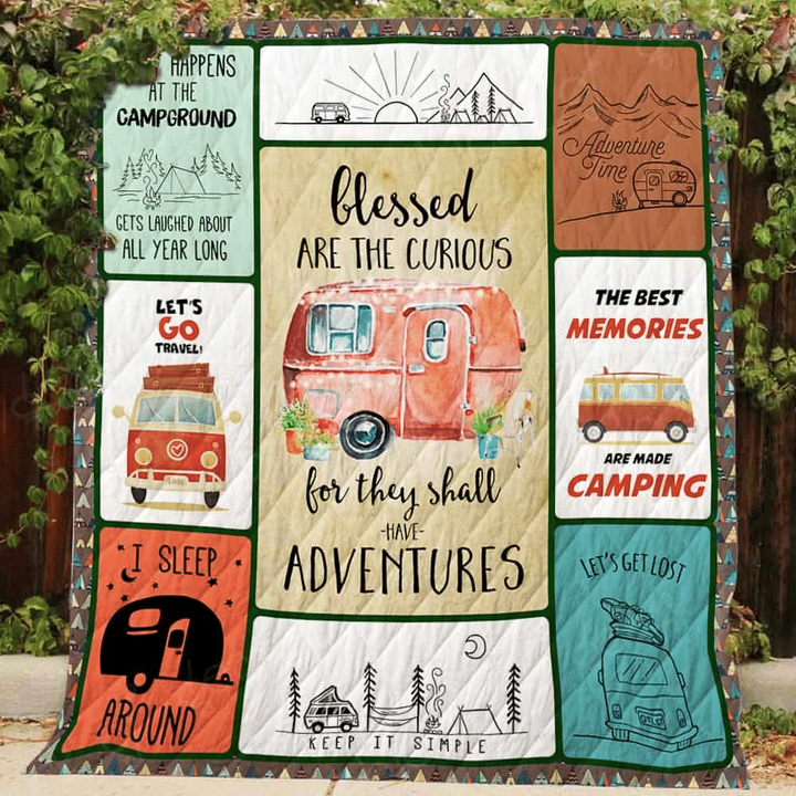 Wozoro Quilt Blanket Camping Blessed Are Curious For They Shall Have Adventures Twin Queen King Size