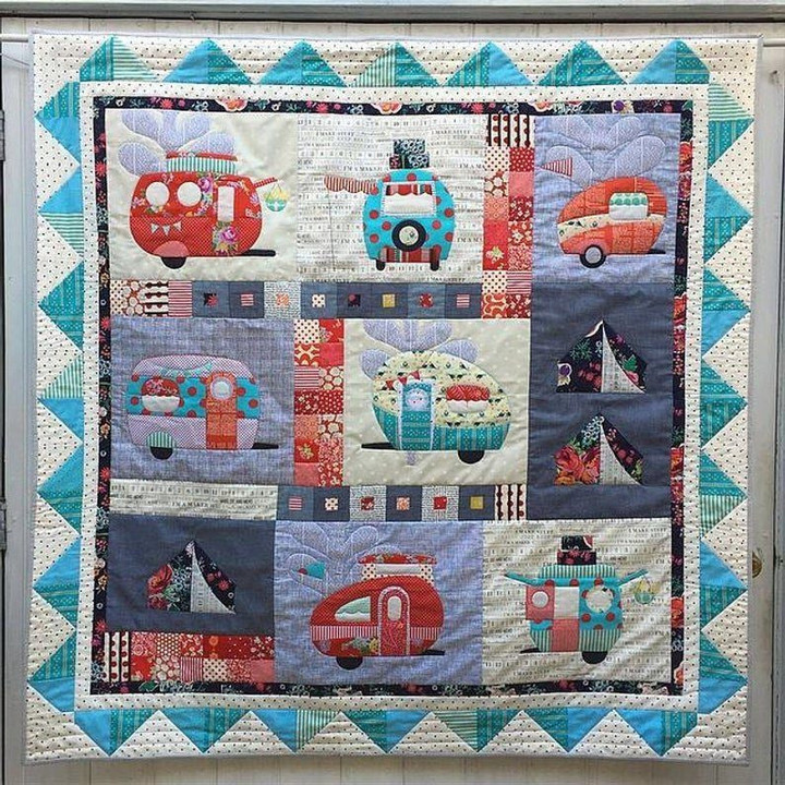 Camping Trailer Clm030714 Quilt Blanket