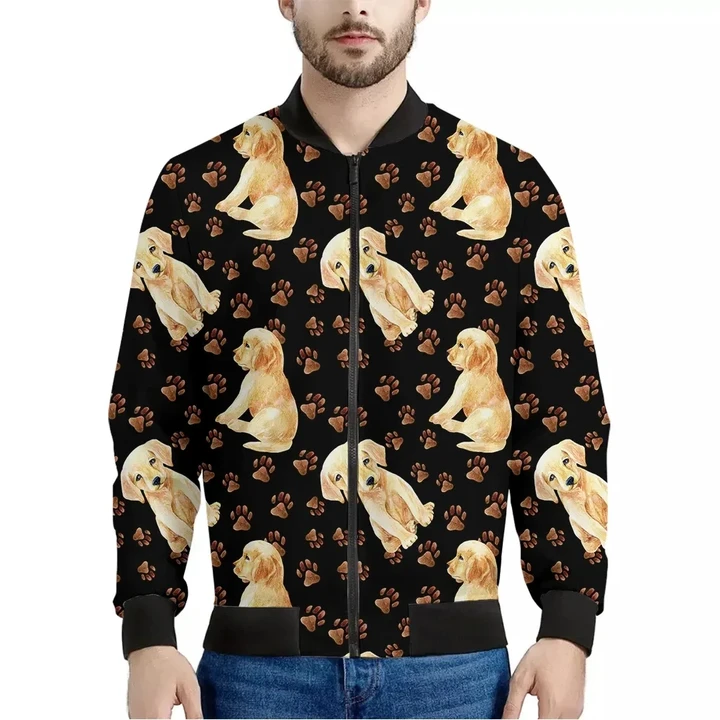 Labrador Retriever Puppy Pattern Print Men's Bomber Jacket