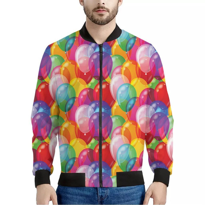 Colorful Balloon Pattern Print Men's Bomber Jacket