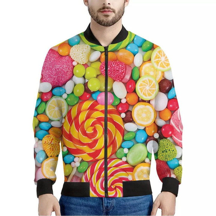 Colorful Lollipop And Candy Print Men's Bomber Jacket