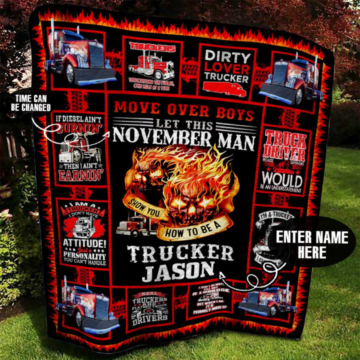 November Trucker Personalized Quilt Blanket Bbb050653Sm