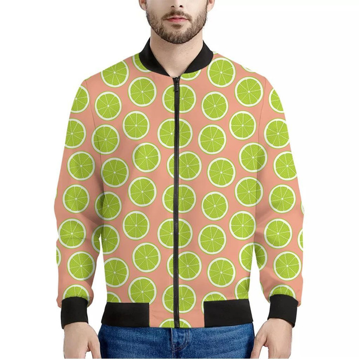 Cute Lime Pattern Print Men's Bomber Jacket