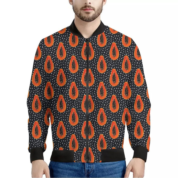 Exotic Papaya Pattern Print Men's Bomber Jacket