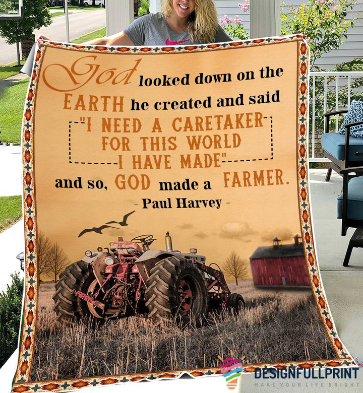 Tractor Farmer Love God Blanket Hg Gift For Farmer