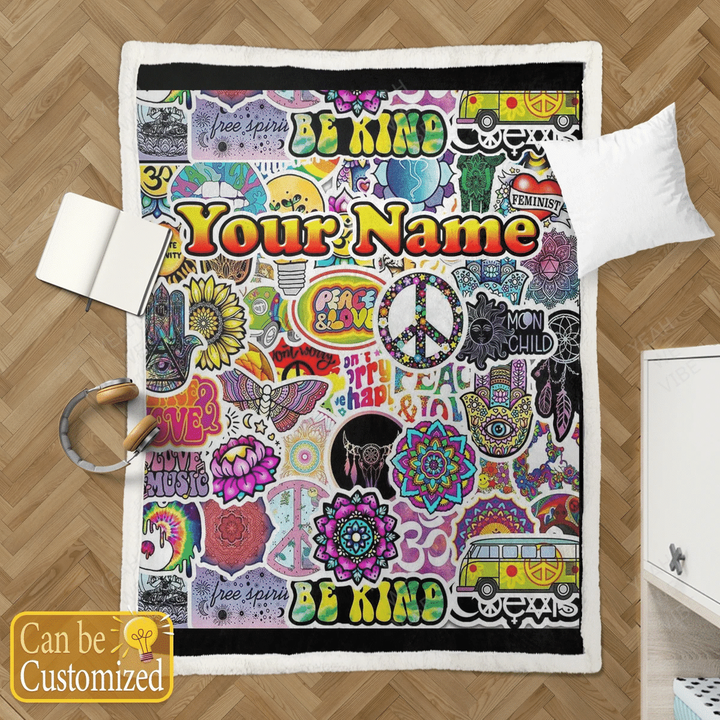 Hippie Personalize Custom Name Blanket