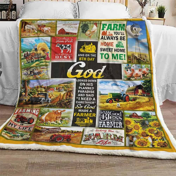 God Made A Farmer Sofa Throw Blanket