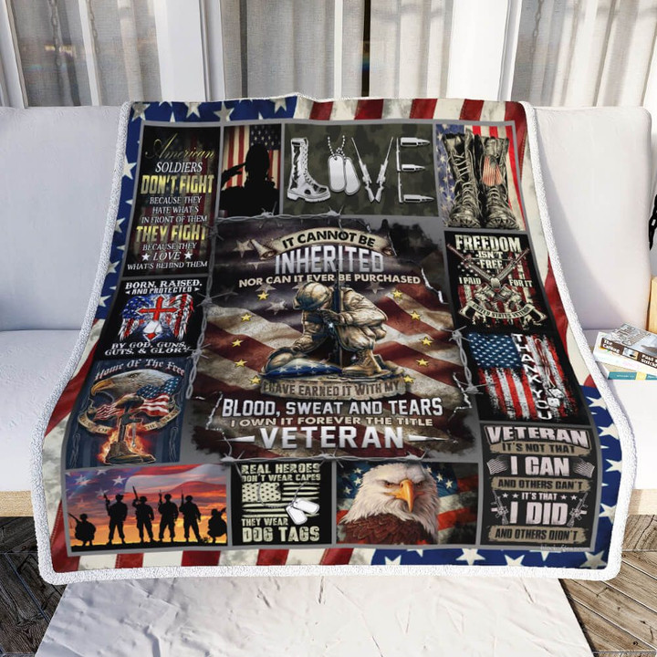 Veteran. I Have Earned It With My Blood, Sweat And Tears Sofa Throw Blanket