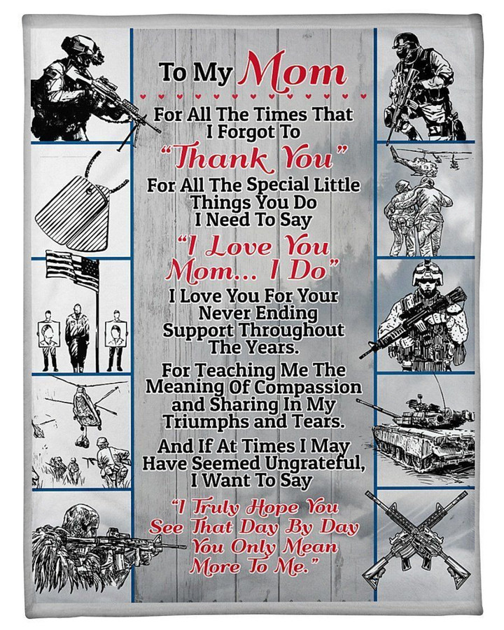 To Veteran'S Mom I Love You For Never Ending Fleece Blanket