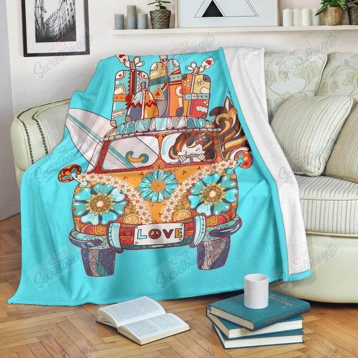 Hippie Bus Love Gs-Cl-Nt0201 Fleece Blanket