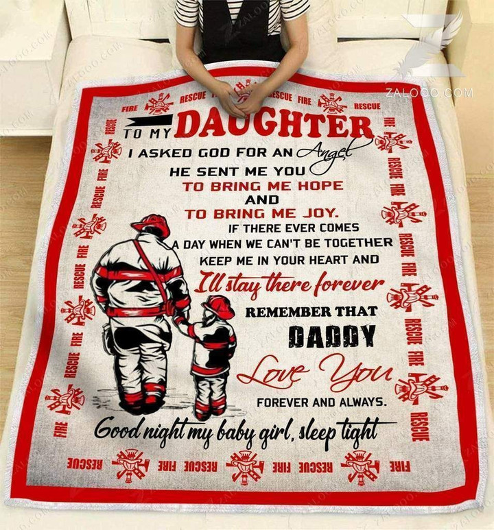 Firefighter Daughter I Asked God For An Angel Fleece Blanket All Over Prints