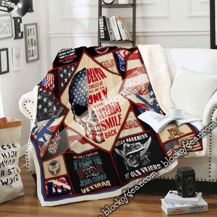 Death Smiles At All Of Us, Only Veterans Smile Back Sofa Throw Blanket
