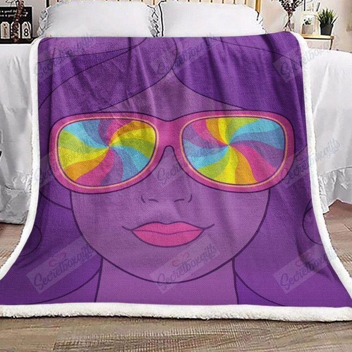 Hippie Girl With Rainbow Glasses Xa0502446Cl Fleece Blanket
