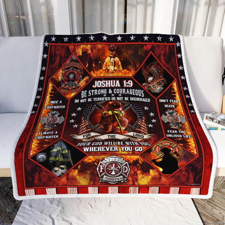 Your God Will Be With You Wherever You Go, Firefighter Sofa Throw Blanket