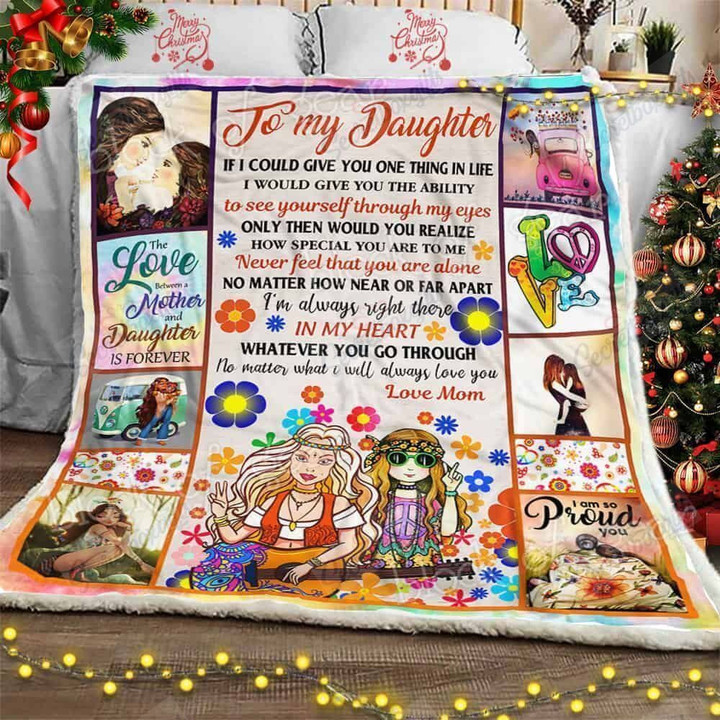 The Love Between A Mother And Daughter Is Forever Hippie Fleece Blanket