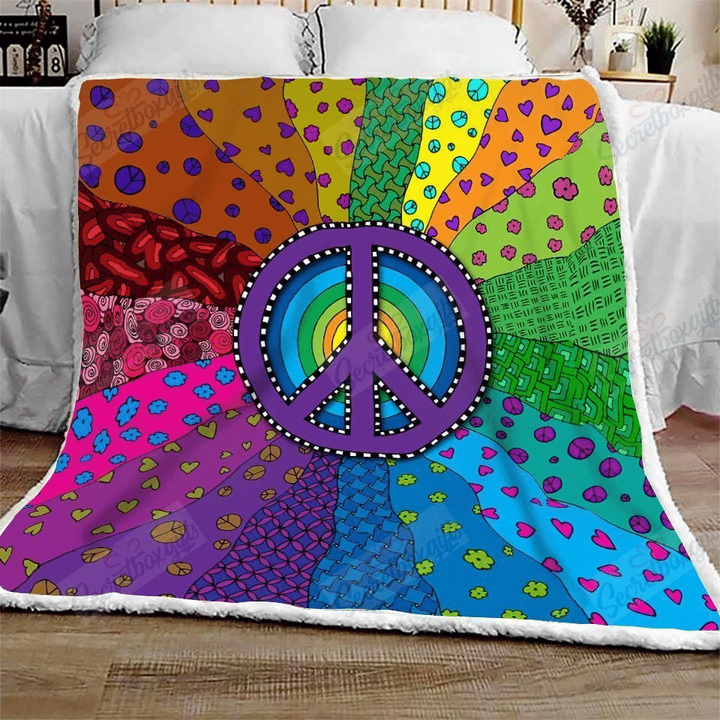 Colorful Hippie Fleece Blanket