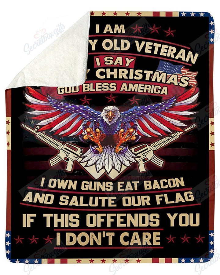 I Am A Grumpy Old Veteran Eagle American Flag Yq2101192Cl Fleece Blanket