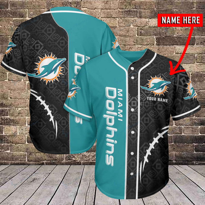 Miami Dolphins Personalized Baseball Jersey BG199
