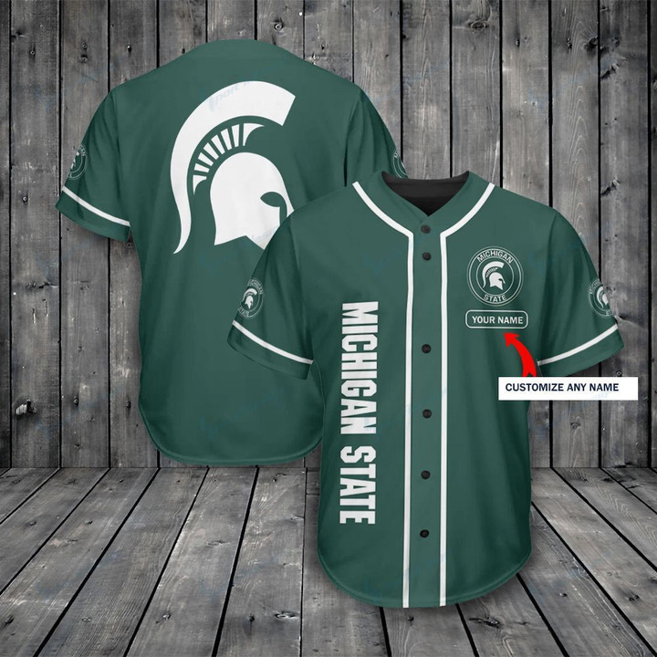 Michigan State Spartans Personalized Baseball Jersey 357