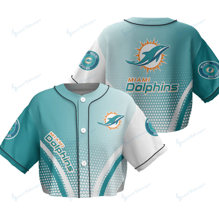 Miami Dolphins Crop Top Baseball Jersey 41