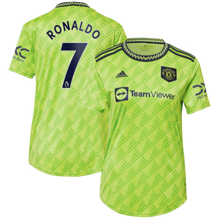 Cristiano Ronaldo #7 Manchester United Women's 2022/23 Third Player Jersey - Neon Green