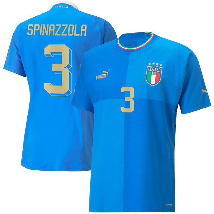 Italy National Team 2022/23 Leonardo Spinazzola #3 Home Blue Men Jersey