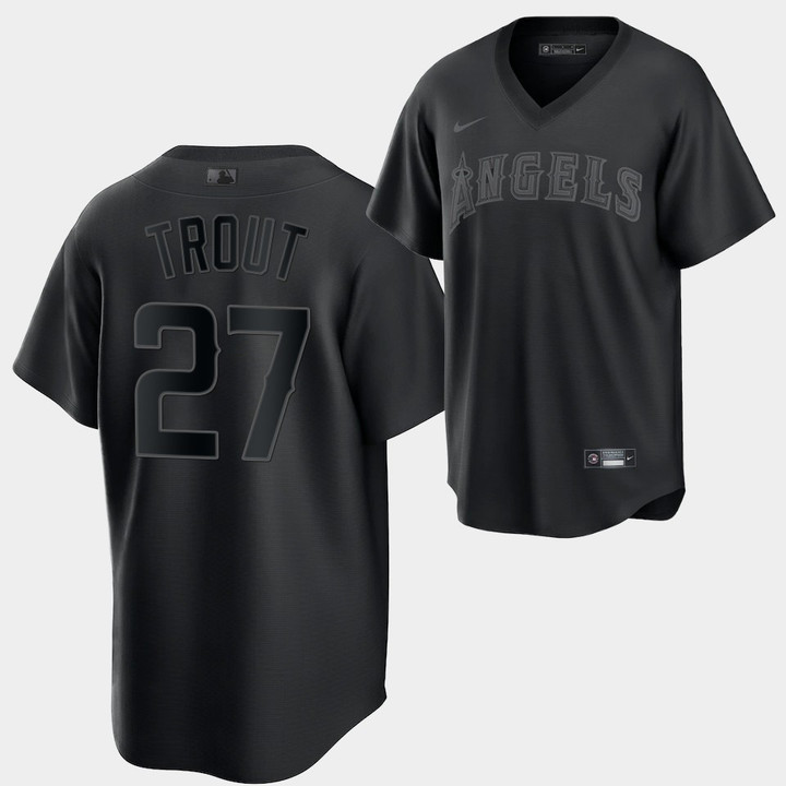 Los Angeles Angels Mike Trout Fashion #27 Black Jersey