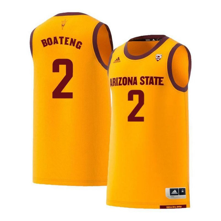 Men #2 Eric Boateng Yellow Retro Arizona State Sun Devils Basketball Jersey