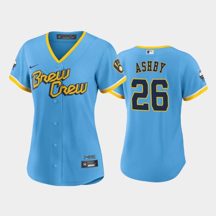 Aaron Ashby #26 Milwaukee Brewers Powder Blue 2022 City Connect Women's Jersey