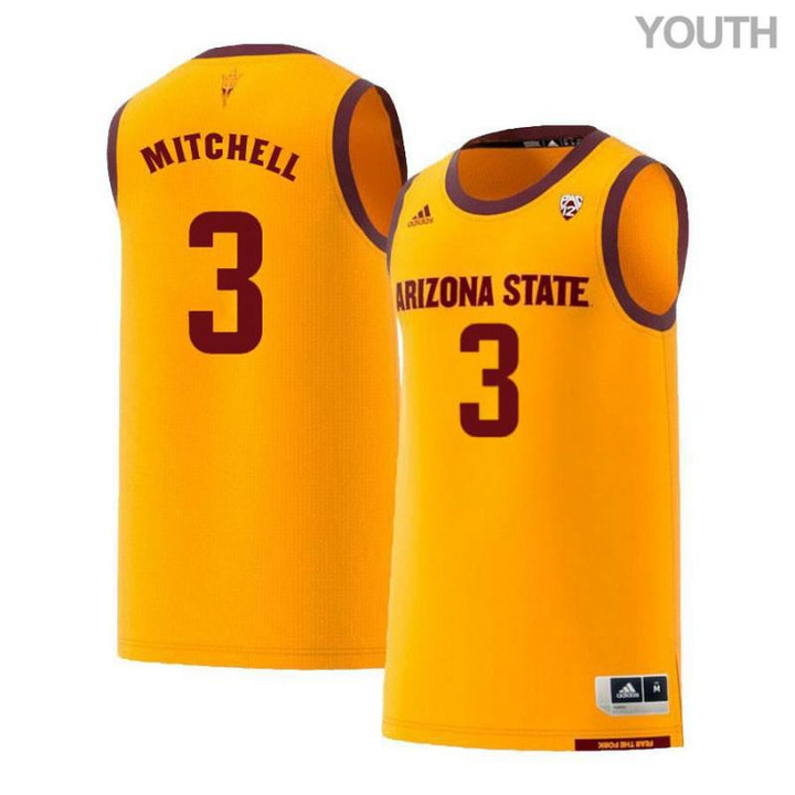 Youth #3 Mickey Mitchell Yellow Retro Arizona State Sun Devils Basketball Jersey