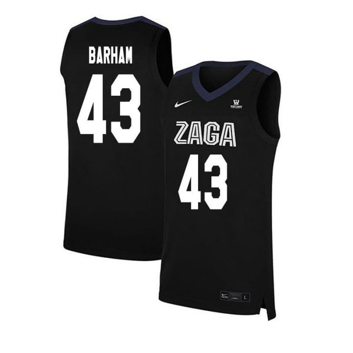 Men #43 Drew Barham Black Elite Gonzaga Bulldogs Basketball Jersey