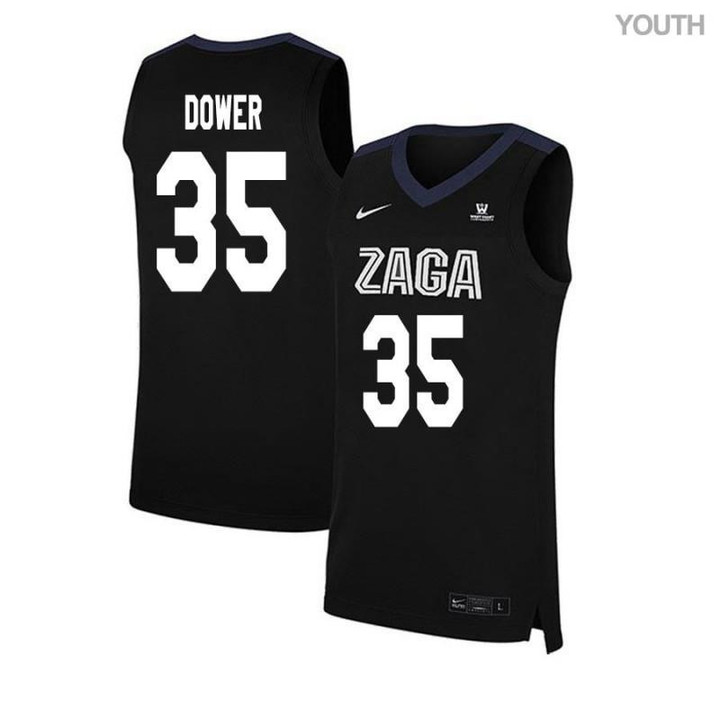 Youth #35 Sam Dower Black Elite Gonzaga Bulldogs Basketball Jersey