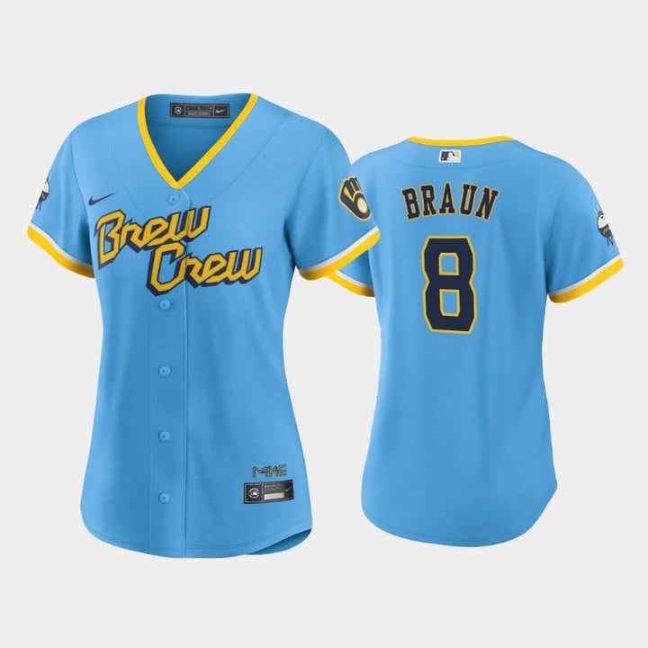 Ryan Braun #8 Milwaukee Brewers Powder Blue 2022 City Connect Women's Jersey