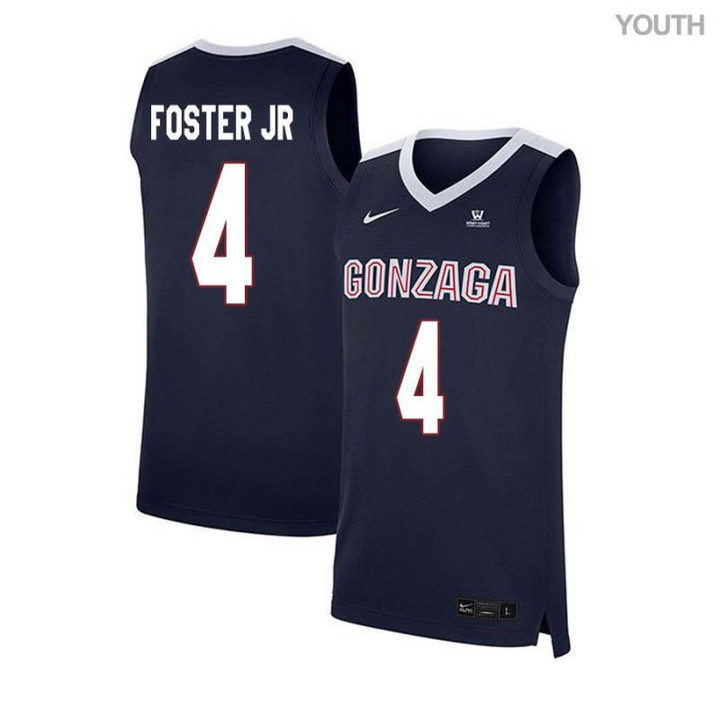 Youth #4 Greg Foster Jr Navy Elite Gonzaga Bulldogs Basketball Jersey