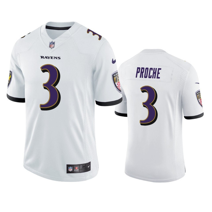 Baltimore Ravens James Proche #3 White Vapor Limited Jersey - Men's