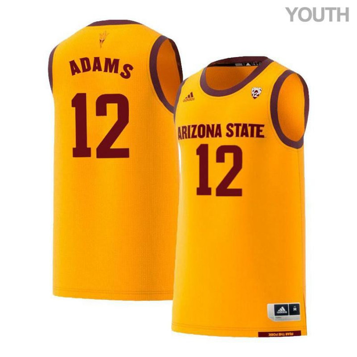 Youth #12 Andre Adams Yellow Retro Arizona State Sun Devils Basketball Jersey