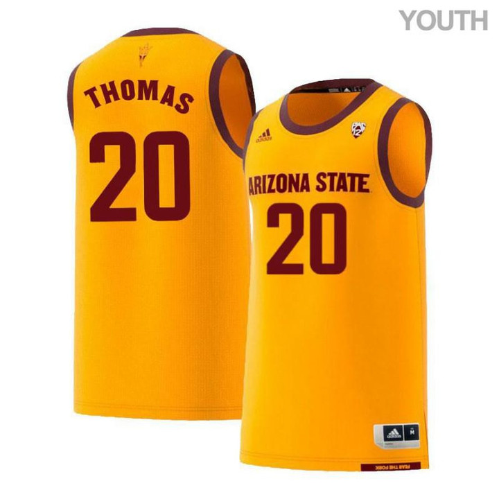 Youth #20 Khalid Thomas Yellow Retro Arizona State Sun Devils Basketball Jersey
