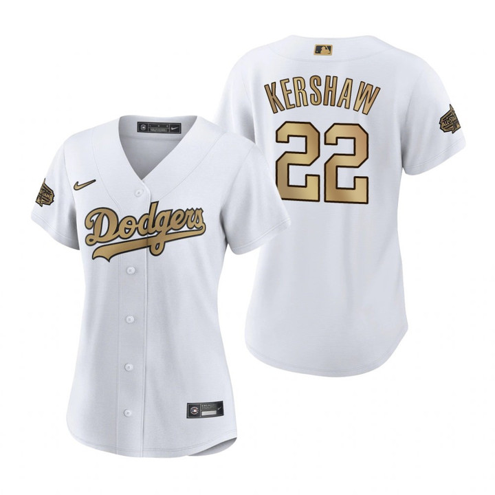 Women Los Angeles Dodgers Clayton Kershaw White 2022 All-Star Game Jersey