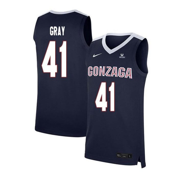 Men #41 Steven Gray Navy Elite Gonzaga Bulldogs Basketball Jersey