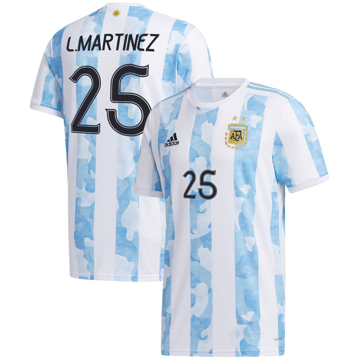 Argentina National Team 2022 Qatar World Cup Lisandro Martinez #25 White - Light Blue Home Men Jersey