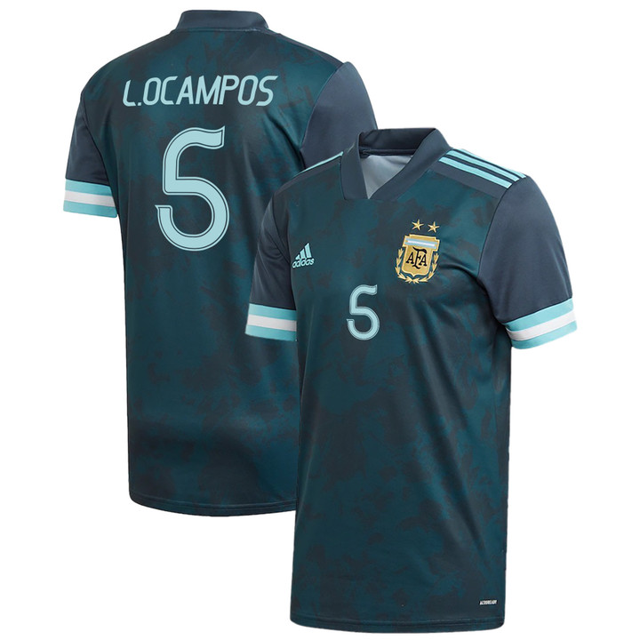 Argentina National Team 2022 Qatar World Cup Lucas Ocampos #5 Teal Away Men Jersey