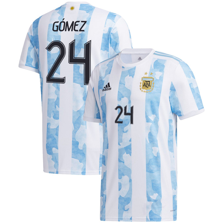 Argentina National Team 2022 Qatar World Cup Alejandro Gomez #24 White - Light Blue Home Men Jersey