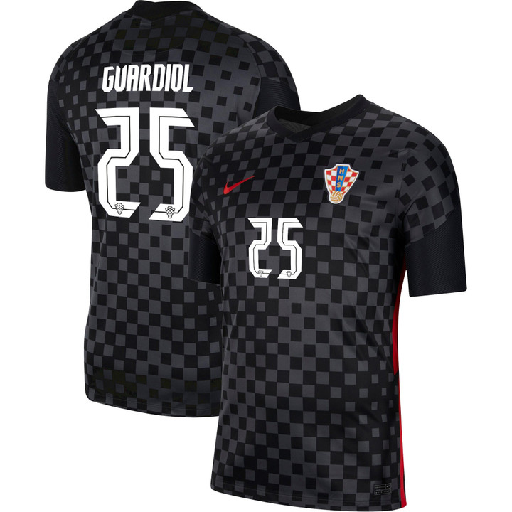 Croatia National Team 2022 Qatar World Cup Josko Gvardiol #25 Black Away Men Jersey