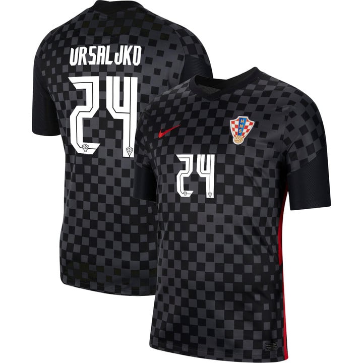 Croatia National Team 2022 Qatar World Cup Sime Vrsaljko #24 Black Away Men Jersey