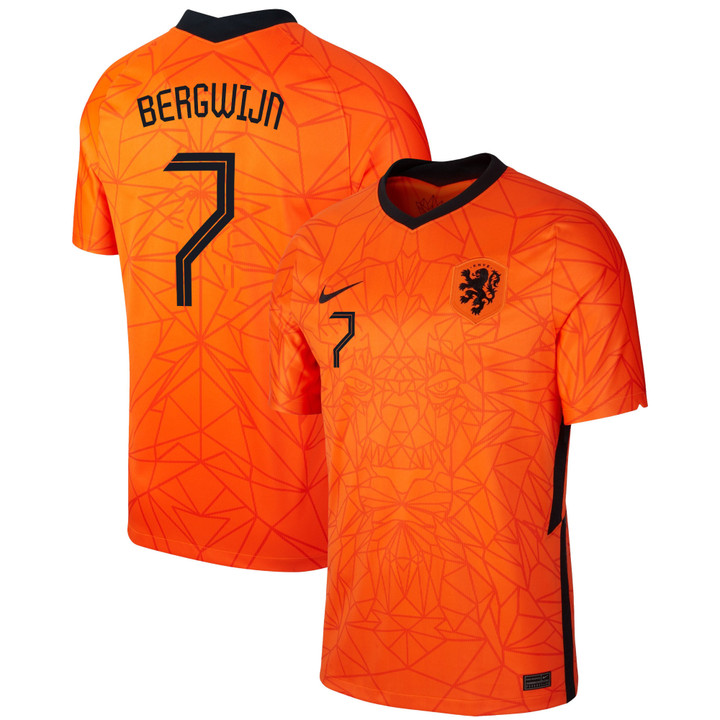 Netherlands National Team 2022 Qatar World Cup Steven Bergwijn #7 Orange Home Men Jersey