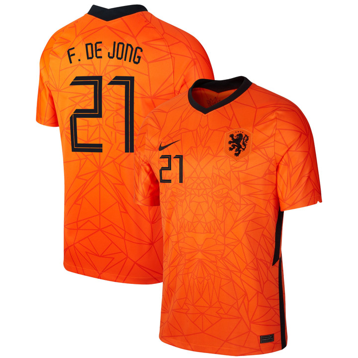 Netherlands National Team 2022 Qatar World Cup Frenkie de Jong #21 Orange Home Men Jersey