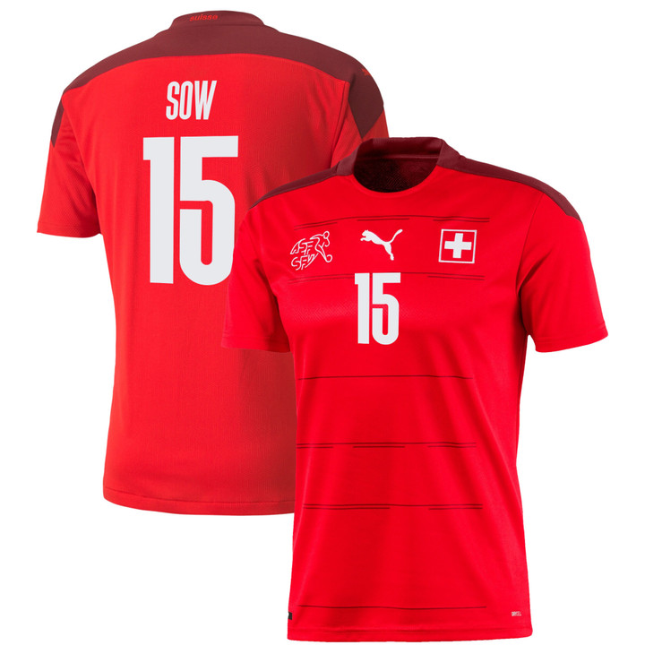 Switzerland National Team 2022 Qatar World Cup Djibril Sow #15 Red - Garnet Home Men Jersey