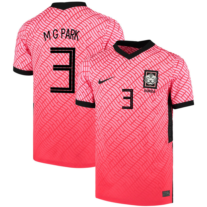 South Korean National Team 2022 Qatar World Cup Park Min-gyu #3 Pink- Red Home Men Jersey