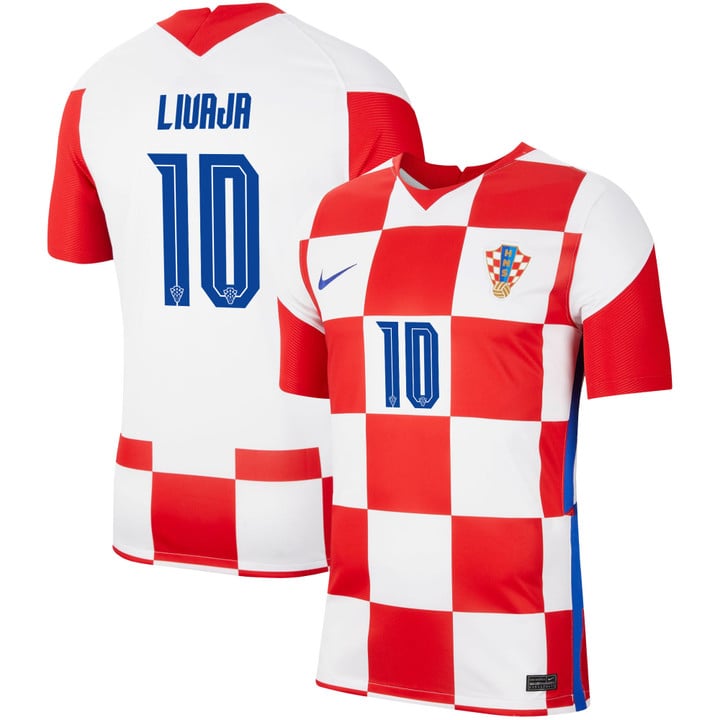 Croatia National Team 2022 Qatar World Cup Marko Livaja #10 Red - White Home Men Jersey
